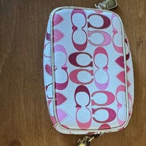Coach wristlet white with pink ombre C pattern. New, no tags.